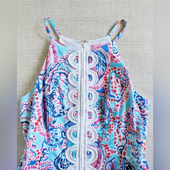 Lilly Pulitzer ANNABELLE Halter Top SHELL ME ABOUT IT Multi Blue White Lace 2 - Picture 4 of 8